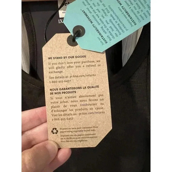 PrAna Becksa Tank Plus Black Size 1X UPF 50+ Shelf Bra Compression Stretch NWT - Picture 10 of 11